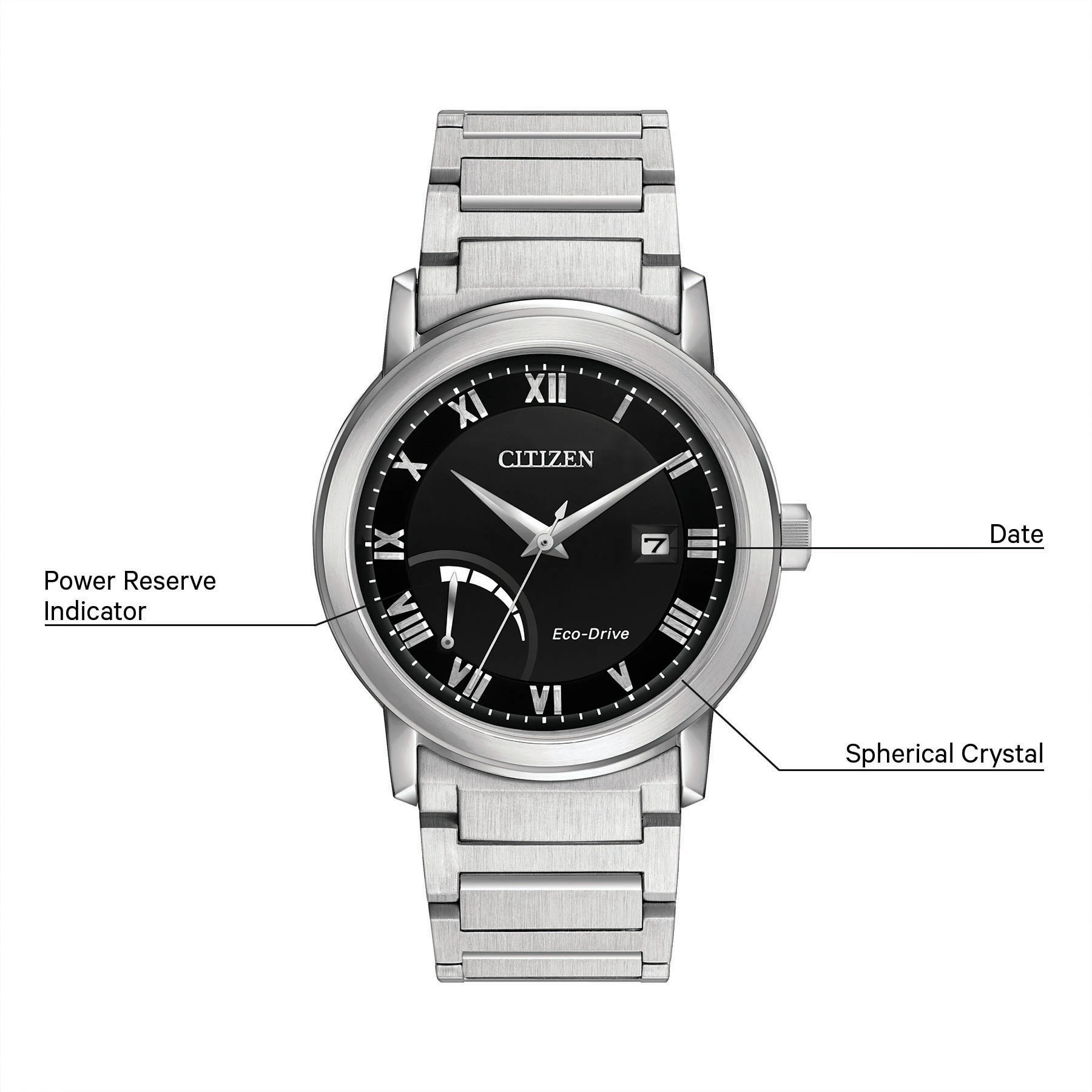 Sport Casual Black Dial Stainless Steel Bracelet AW7020-51E | CITIZEN
